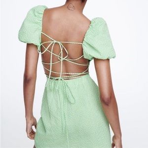 Zara Gingham Backless Dress